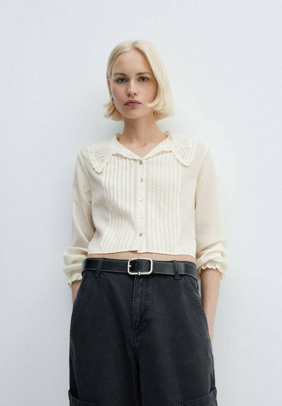 Hemdbluse cremeweiß Clearance